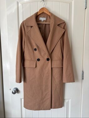 Anne Klein Camel Double-Breasted Trench Coat